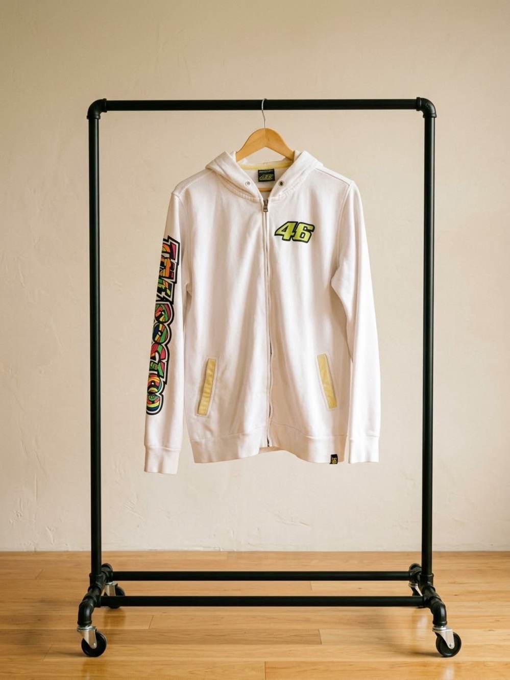 VR46 Valentino Rossi The Doctor MotoGP Racing Zip Up Hoodie White XL